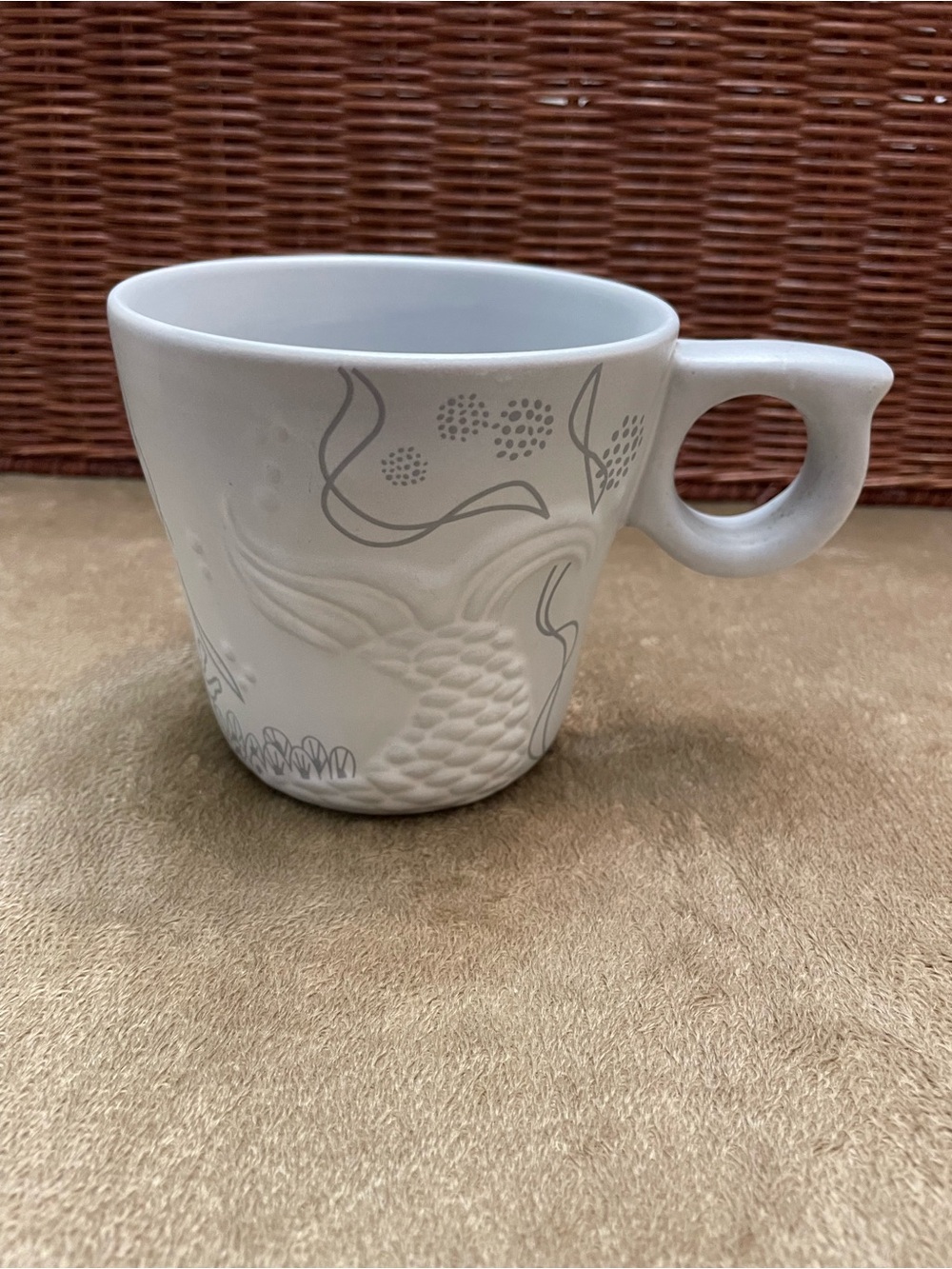 Starbucks Light Blue/Grey Ceramic Mermaid Accent Cup with Gray Detail